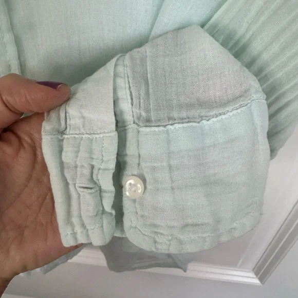 Frank & Eileen Barry Button Down Shirt Mint Green Lightweight 100% Cotton Small - Picture 5 of 13